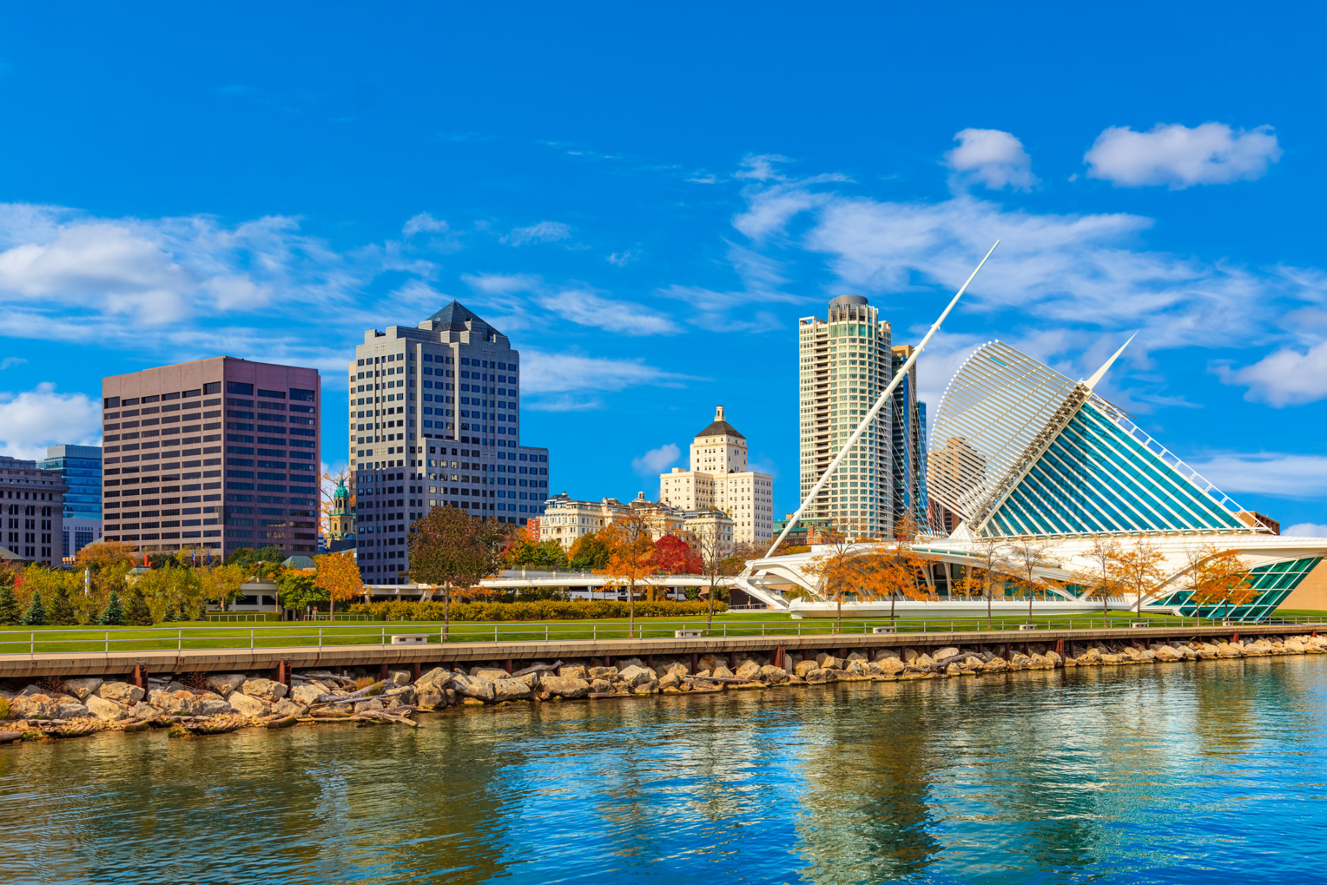 Milwaukee skyline over Lake Michigan